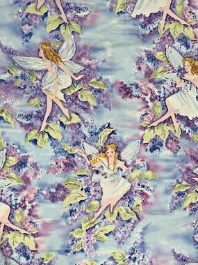 Vintage Timeless Treasures Fabrics Collection "Fleur" Fairies Blue/Purple 2 yrds